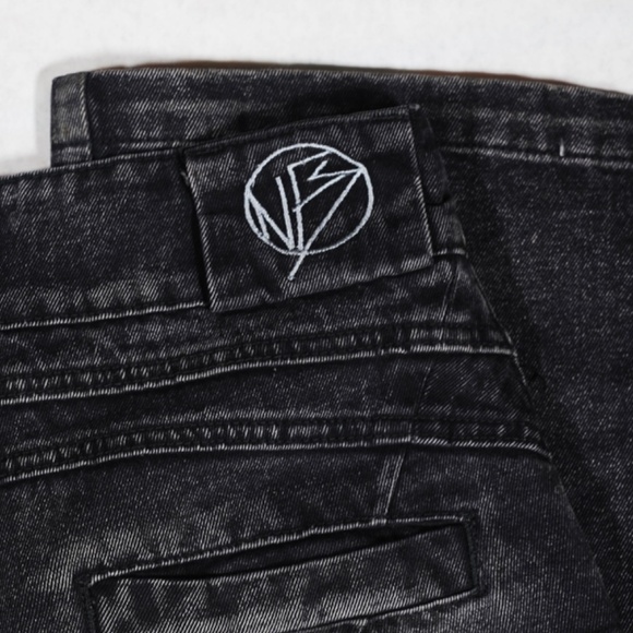 No Faith Studios Heavy Black Wave Wavy Denim Jeans. - Picture 8 of 8